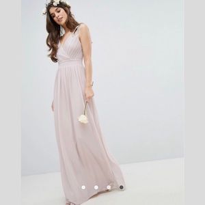 Wrap Front Blush Maxi Dress With Embellishment